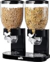 Zevro Honey-Can-Do dual dry food cereal dispenser black chrome countertop