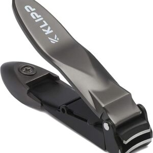Nail Clippers for Men with Catcher - KLIPP Heavy Duty Razor-Sharp Self-Collecting Nail Cutter, Ergonomic Lever for Fingernails & Toenails, Ideal Gift for Men & Grooming Gifts Includes Ziplock Pouch