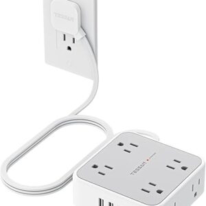 TESSAN Surge Protector Power Strip flat plug 8 outlets USB-C for dorm and office