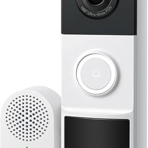 Tapo D210 2K wireless video doorbell mounted beside a front door