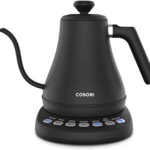 Cosori gooseneck kettle CO108-NK in matte black with temperature control base