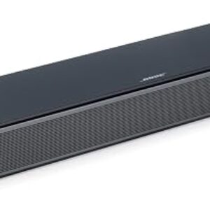 Bose TV Speaker compact soundbar in black beneath a television