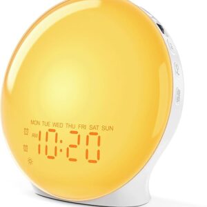 JALL sunrise alarm clock showing its full-screen light panel and digital display
