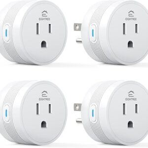 EIGHTREE smart plug four-pack, compact white Wi-Fi outlets with touch buttons