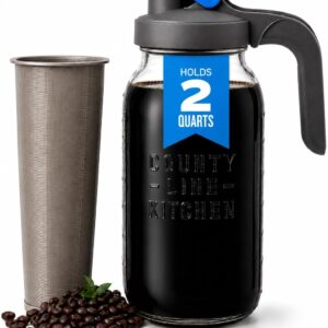County Line Kitchen cold brew maker 64 oz glass mason jar with stainless steel mesh filter