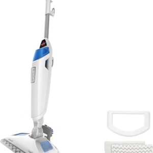 Bissell steam mop PowerFresh 1940A standing upright on a tiled floor