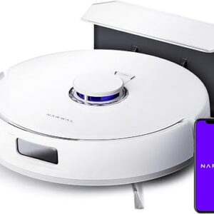 NARWAL Freo X Plus robot vacuum and mop docked on hard floor, reviewed by SoftPickr