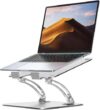 Nulaxy laptop stand aluminium foldable riser in silver on a desk