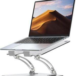 Nulaxy laptop stand aluminium foldable riser in silver on a desk