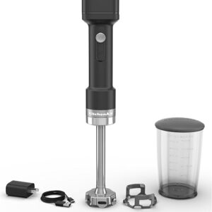 KitchenAid Go cordless hand blender with removable 12V battery and blending jar