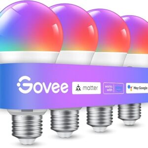 Govee smart light bulbs A19 colour changing four pack with E26 base