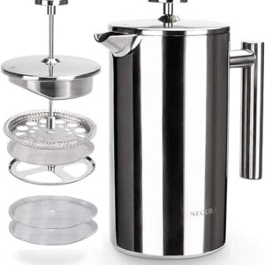 Secura French press 34 oz double-wall stainless steel coffee maker with plunger