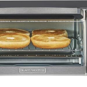 Black+Decker toaster oven TO1313SBD in silver on a kitchen counter