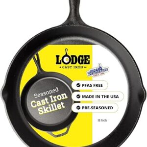Lodge cast iron skillet 12 inch pre-seasoned black pan