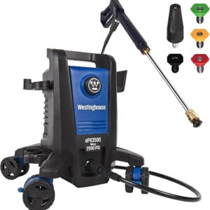 Westinghouse ePX3500 pressure washer with four-wheel anti-tipping base and pro-style steel wand