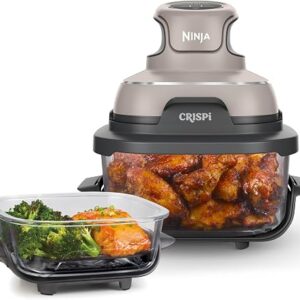 Ninja Crispi glass air fryer PowerPod with the 4 qt and 6 cup borosilicate glass containers and snap-lock lids