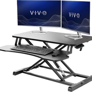 VIVO standing desk converter DESK-V000K pneumatic sit stand riser in black