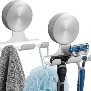 TAILI razor holder suction cup hook mounted on shower tile holding a razor, reviewed by SoftPickr