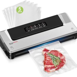 Bonsenkitchen vacuum sealer machine VS2100 in silver with four mode control panel