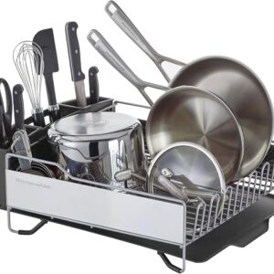 KitchenAid dish rack full size with angled drain board in light grey