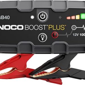 NOCO Boost GB40 portable lithium jump starter with heavy-duty booster clamps