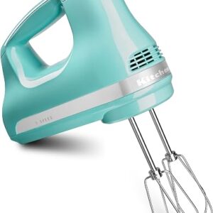KitchenAid hand mixer KHM512 5-speed Ultra Power in Aqua Sky with stainless beaters