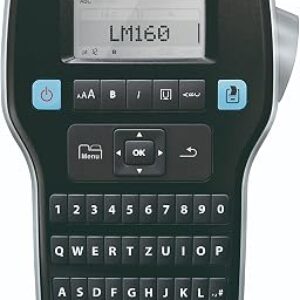 DYMO LabelManager 160 handheld label maker with QWERTY keyboard printing a label, reviewed by SoftPickr