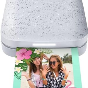 HP Sprocket photo printer producing a 2x3 inch sticky-backed print