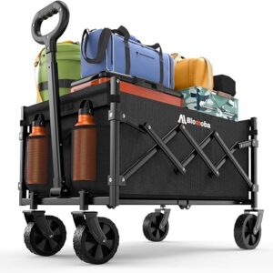 Blomoba folding wagon cart open with all-terrain wheels and telescopic handle