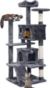 Yaheetech cat tree 54 inch tower with two caves and scratching posts