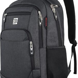 Volher laptop backpack in black with the laptop compartment open