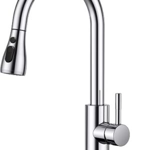 FORIOUS kitchen faucet in chrome with the pull down sprayer extended