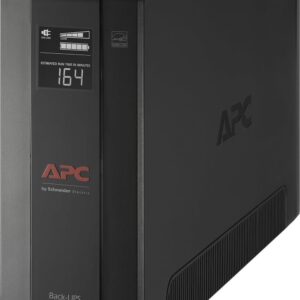 APC UPS battery backup BX1500M tower unit in black with LCD status display and ten outlets