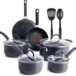 T-fal Ultimate cookware set in onyx hard anodized finish with fry pans, saucepans and Dutch oven