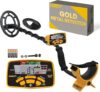 Garrett ACE 300 metal detector standing on grass with its searchcoil and LCD display