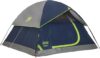 Coleman Sundome tent pitched on grass with the rainfly fitted over the dome