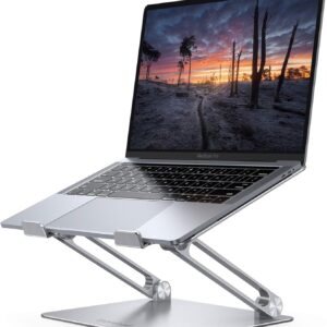 laptop riser for desk: Lamicall adjustable aluminum laptop stand in silver