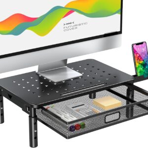 monitor stand with drawer: Zimilar height adjustable steel riser with mesh drawer