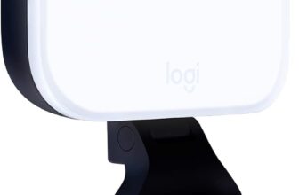 Logitech Litra Glow video call light on its monitor mount
