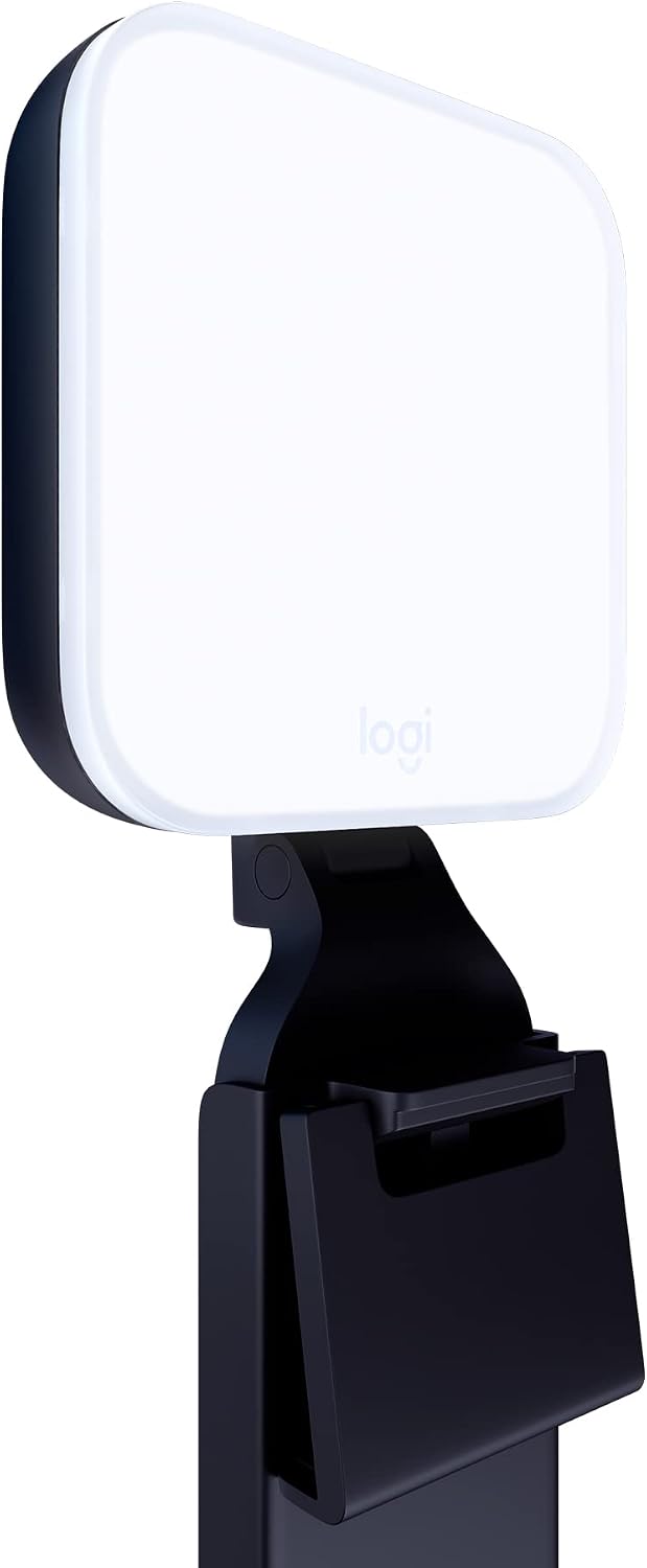 Logitech Litra Glow video call light on its monitor mount