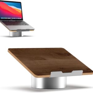 laptop riser for desk: HumanCentric laptop riser with black walnut top and space gray base