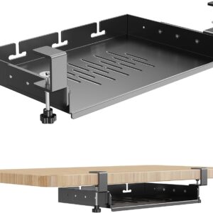 under desk laptop mount: BYMECOST no drill metal under desk storage shelf