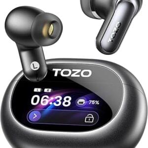 TOZO NC20 Pro Active Noise Cancelling Wireless Earbuds with Smart Touch Screen, LDAC Hi-Res Audio, Stereo Bass, 6 Mics AI Call Ear Buds, 80H Playtime, IPX8 Waterproof, 32 EQ via App, Wireless Charging