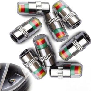 8Pcs 2.2Bar 32-to-35 PSI Car Tire Pressure Monitor Valve Stem Caps Sensor Indicator Easy to Read 3 Color Eye Alert