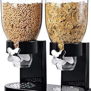 Zevro Honey-Can-Do dual dry food cereal dispenser black chrome countertop