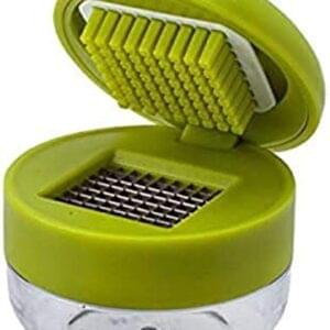 Joie Garlic Press and Chopper with Storage Container, Stainless Steel Blades, Green
