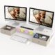 Mexin Dual Monitor Stand Riser with 2 Drawers — 39-Inch White Desk Organizer