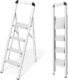 KINGRACK Aluminium 4 Step Ladder — Folding Step Stool, Handrail, 330 lb Capacity