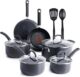 T-fal Ultimate Hard Anodized Nonstick Cookware Set — 12 Piece, Onyx, Oven Safe 400 F