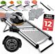 Gramercy Kitchen Company Mandoline Slicer — 12 Slice Settings, Stainless Steel, Black Edition